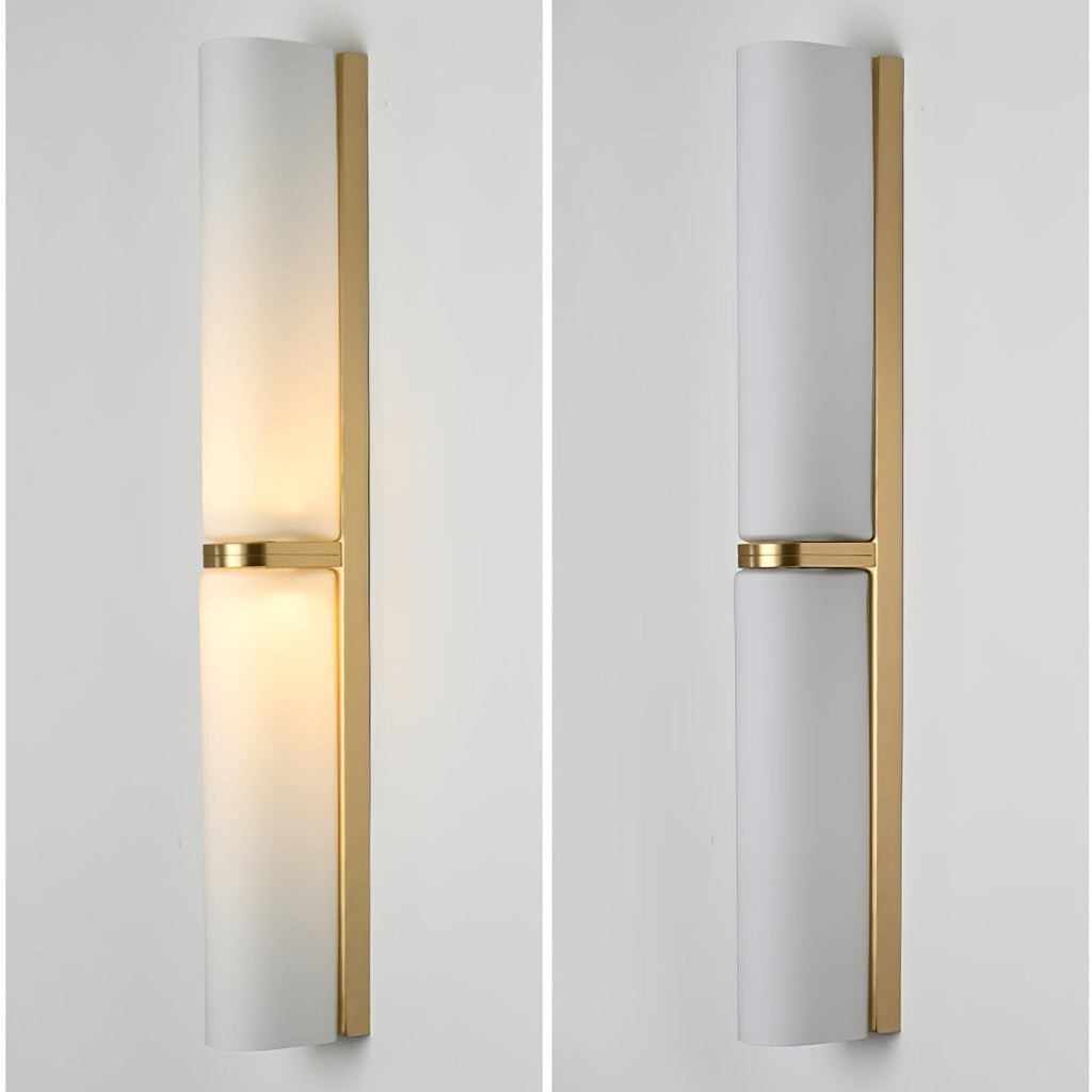 Minimalist Twin Cylinder Glass Wall Light, Integrated LED