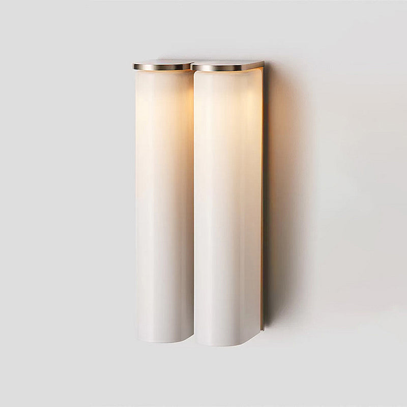 Minimalist Twin Cylinder Glass Wall Light, Integrated LED