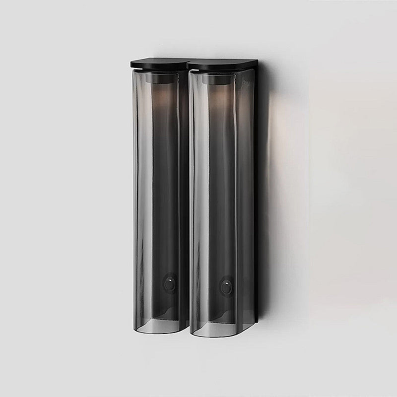 Minimalist Twin Cylinder Glass Wall Light, Integrated LED