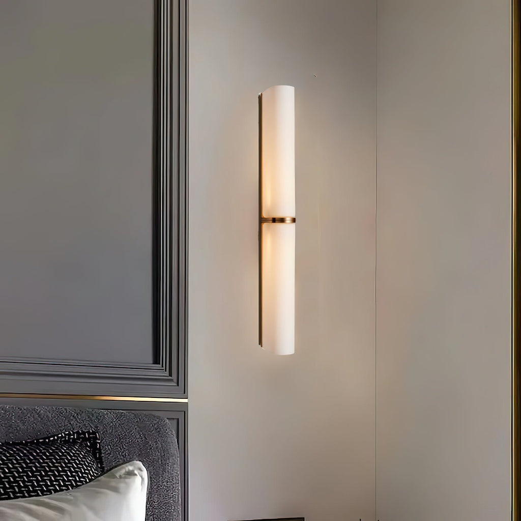 Minimalist Twin Cylinder Glass Wall Light, Integrated LED