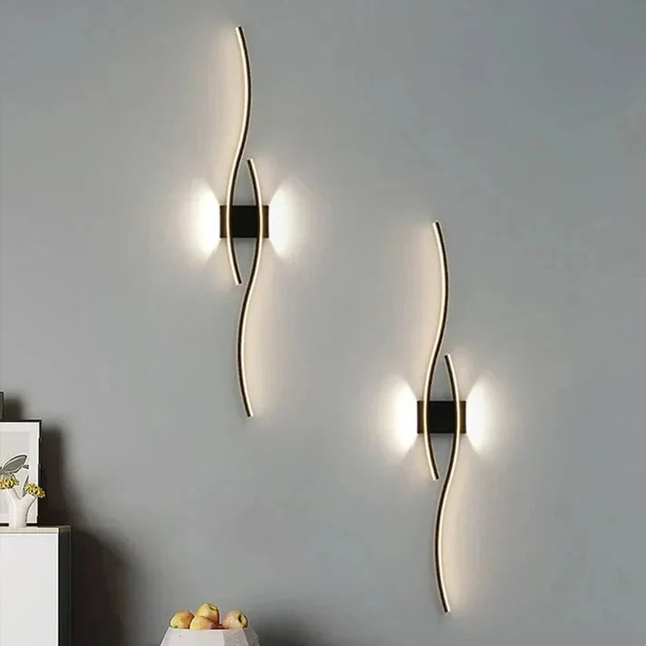 Modern Wave Wall Light with Integrated Warm White LED