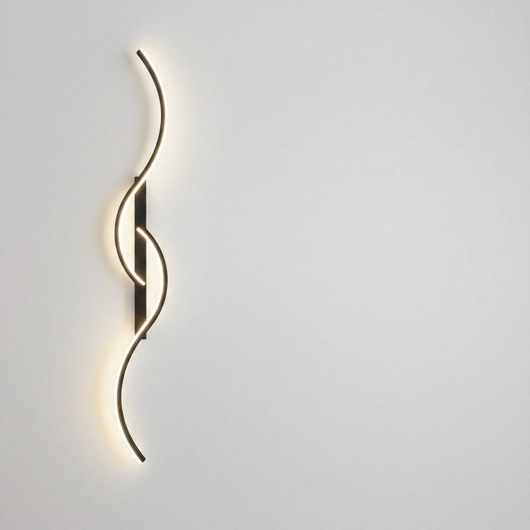 Double Wave LED Wall Light in Black or Gold, Dimmable Option