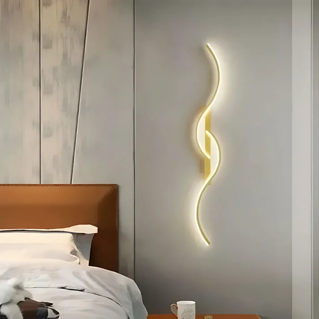 Double Wave LED Wall Light in Black or Gold, Dimmable Option