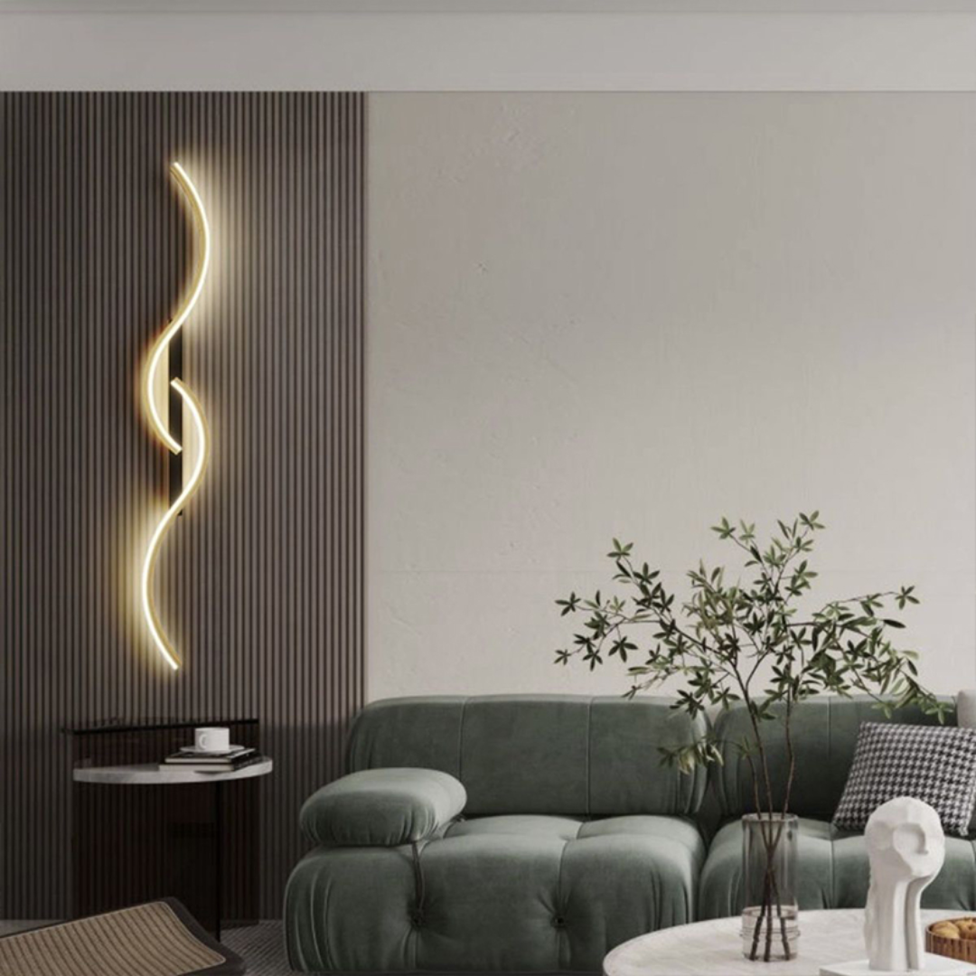Double Wave LED Wall Light in Black or Gold, Dimmable Option