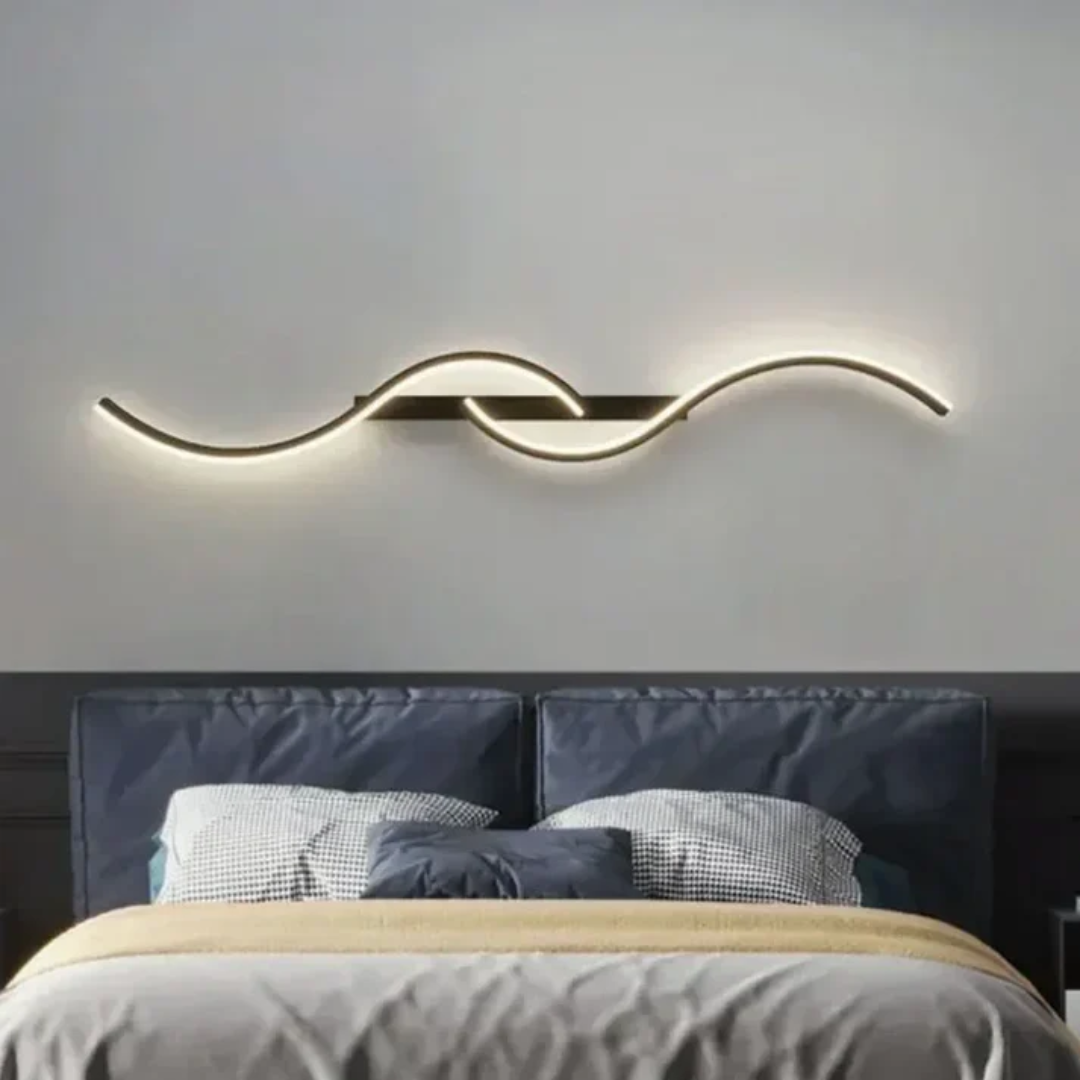 Double Wave LED Wall Light in Black or Gold, Dimmable Option