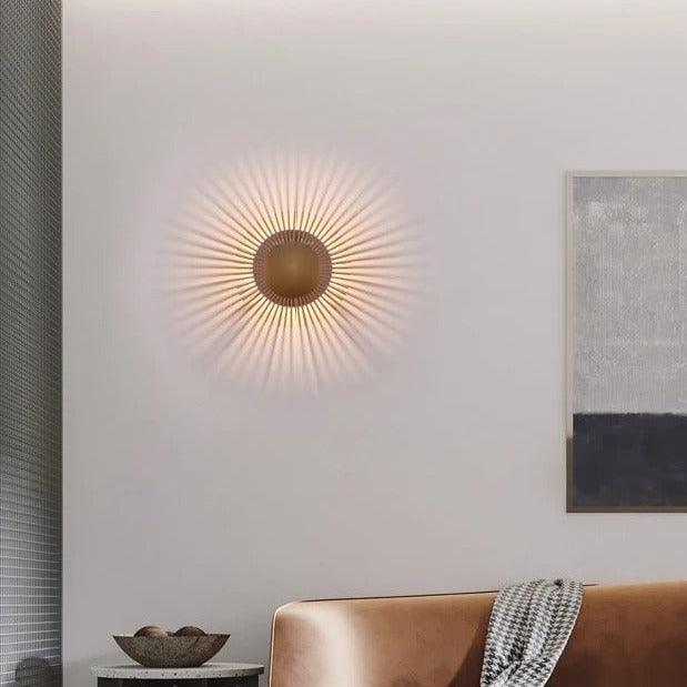 Modern Sunburst Wall Light with Decorative Metal Rays
