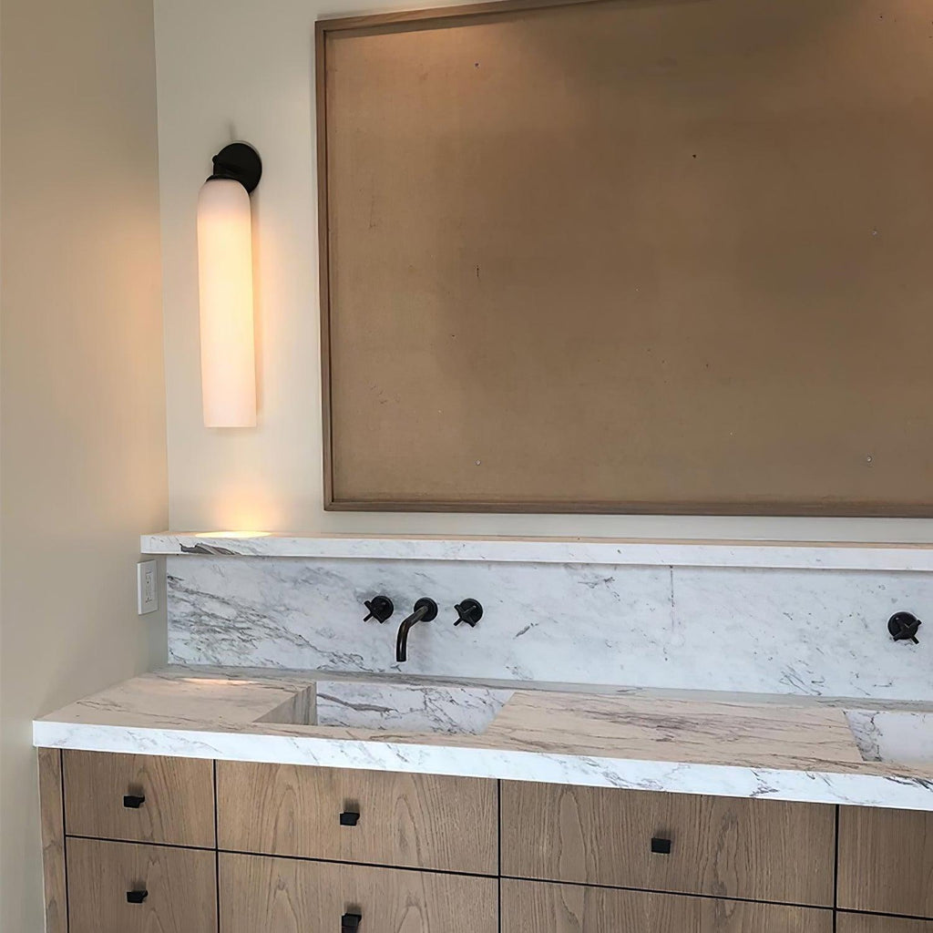 Modern Cylinder Glass Wall Light, Up or Down Mount