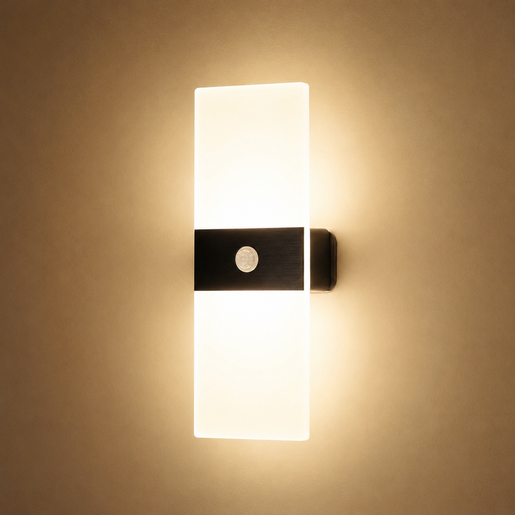 Modern LED Wall Light with Motion Sensor and Touch Switch