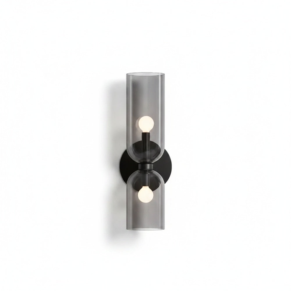Modern Double Glass Shade Wall Light, Cylinder Shades