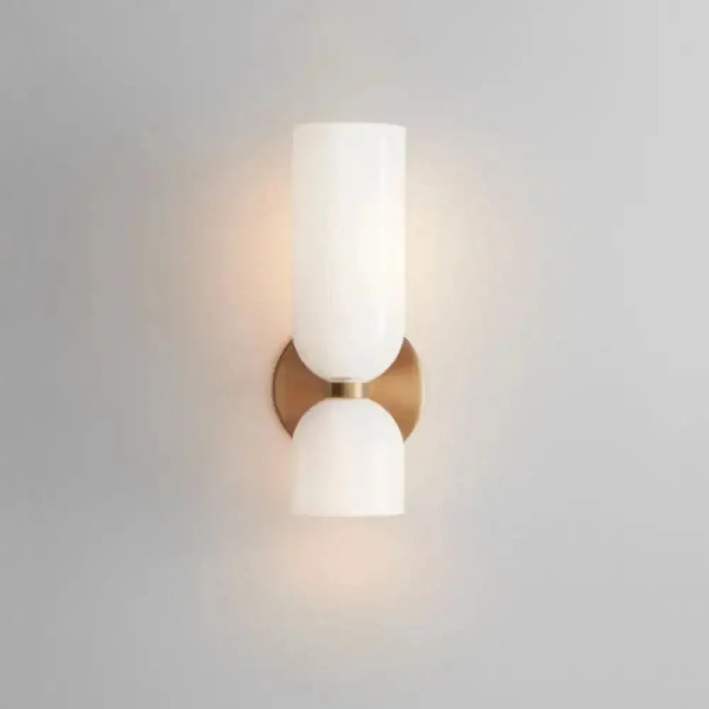Modern Double Glass Shade Wall Light, Cylinder Shades
