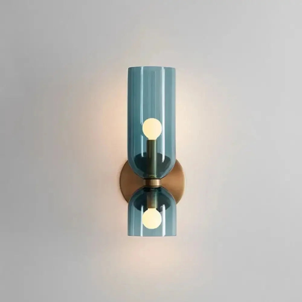 Modern Double Glass Shade Wall Light, Cylinder Shades
