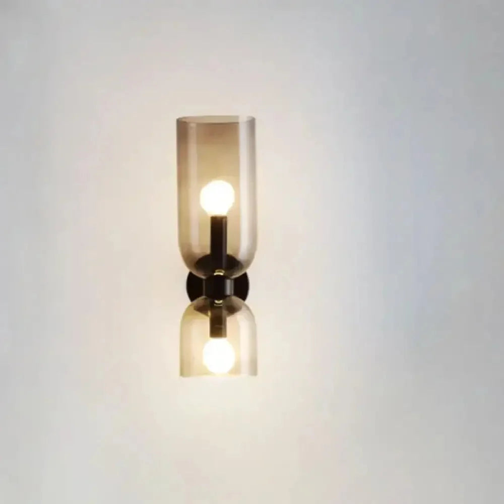 Modern Double Glass Shade Wall Light, Cylinder Shades