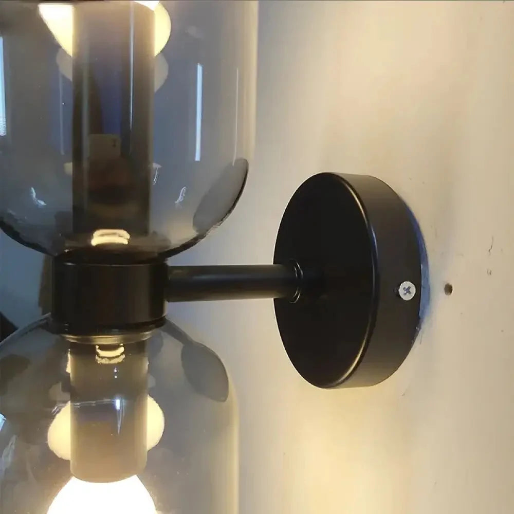 Modern Double Glass Shade Wall Light, Cylinder Shades