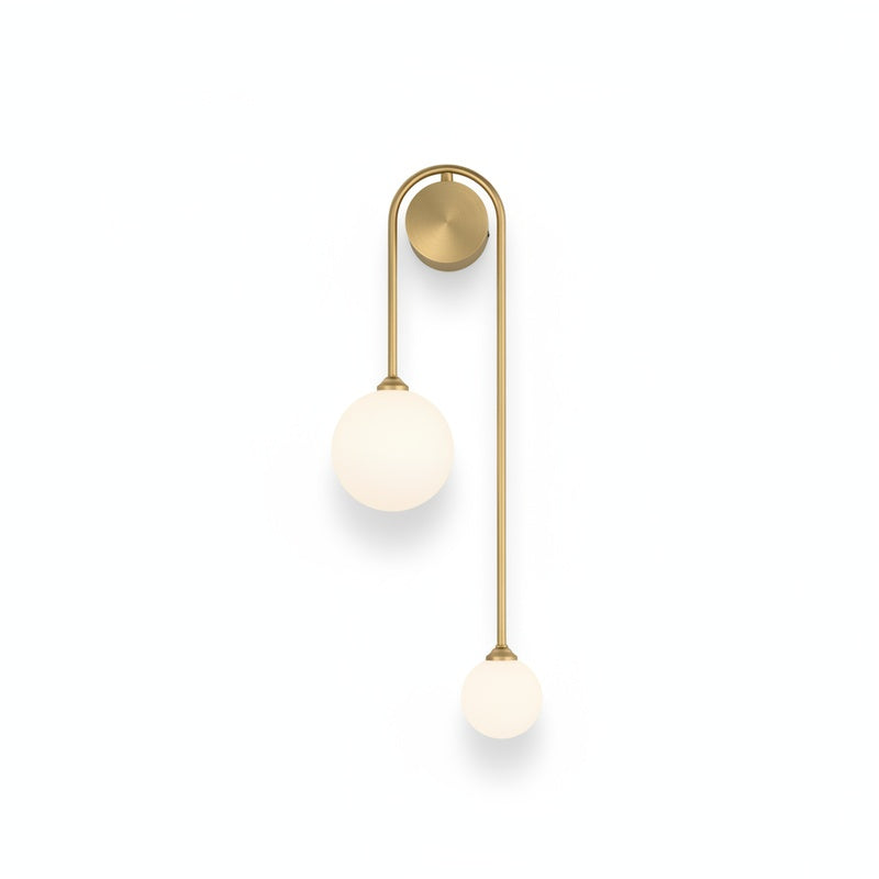 Opal Glass 2-Globe Wall Light with Gold Arched Frame