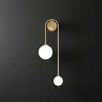 Opal Glass 2-Globe Wall Light with Gold Arched Frame