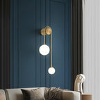 Opal Glass 2-Globe Wall Light with Gold Arched Frame