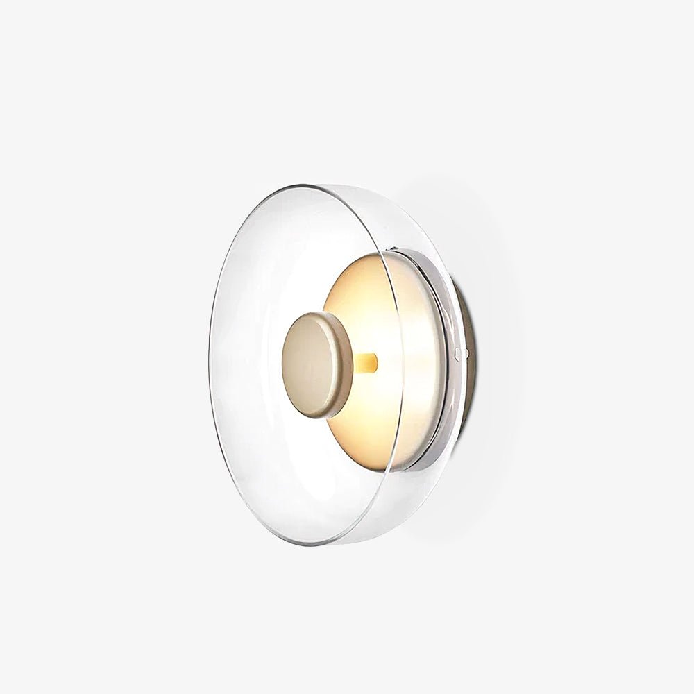 Round Glass Wall Light with Brass Base, Integrated LED