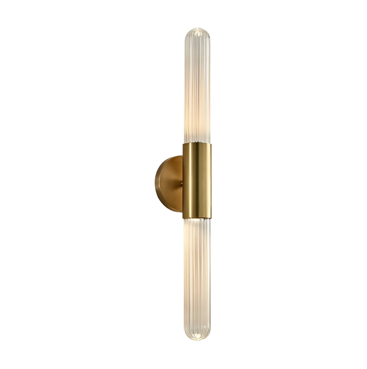 Ribbed Glass Double Cylinder Wall Light, Tri-Colour LED