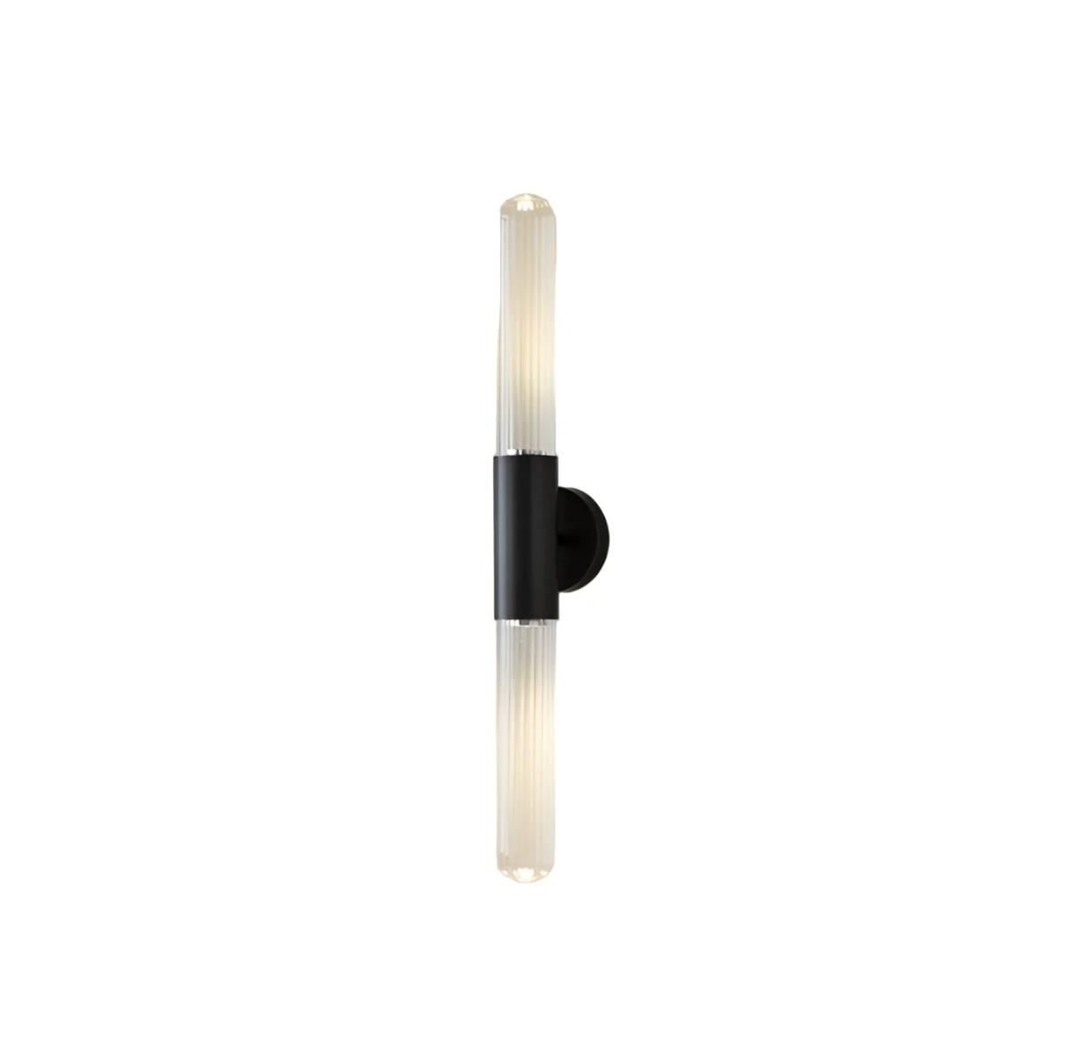 Ribbed Glass Double Cylinder Wall Light, Tri-Colour LED