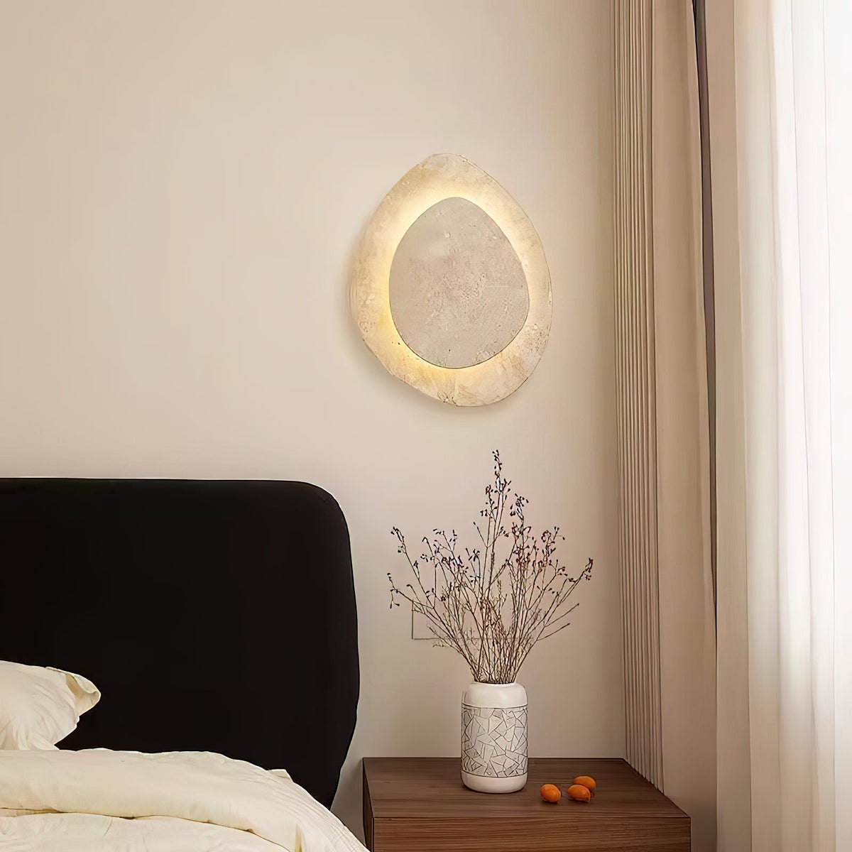 Travertine Stone Wall Light with Integrated Light Source