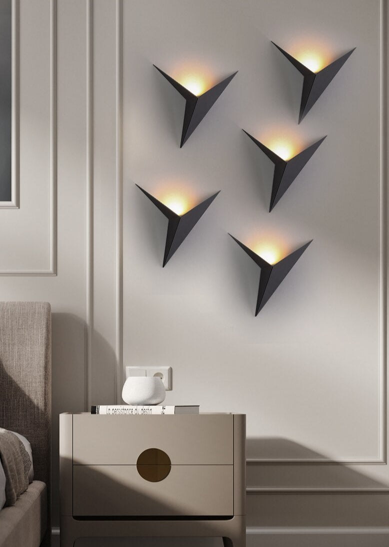 Modern Triangular Wall Light with Integrated LED, 25 cm