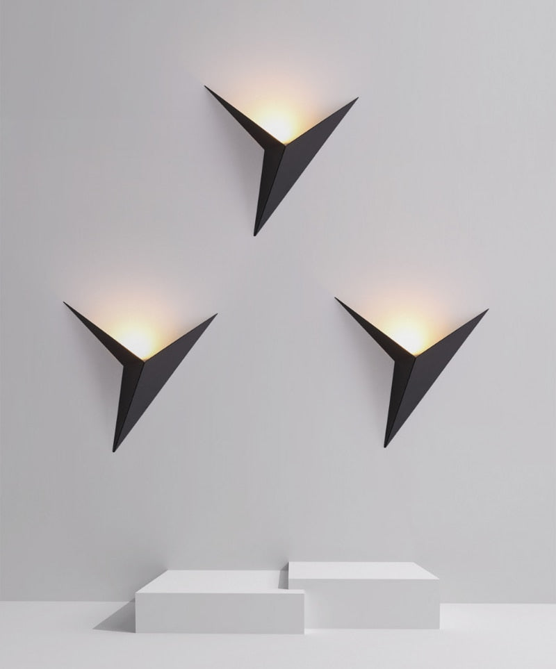 Modern Triangular Wall Light with Integrated LED, 25 cm
