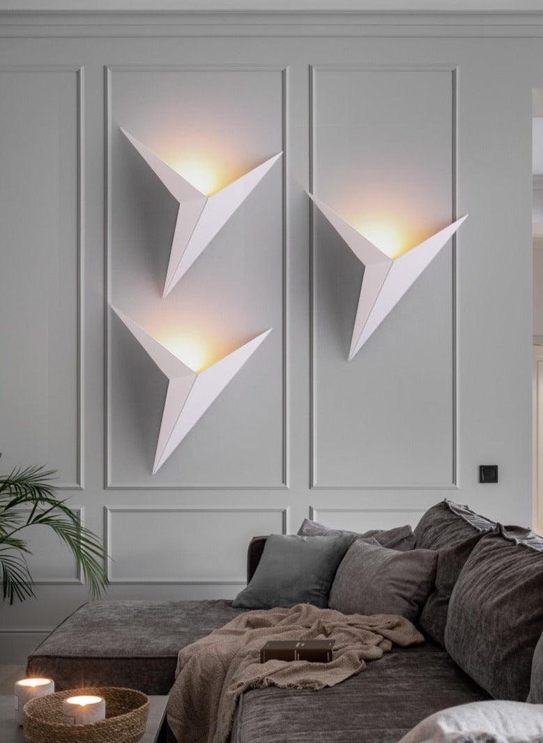Modern Triangular Wall Light with Integrated LED, 25 cm