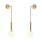 Frosted Glass Globe Wall Light on Slim Arm, Gold or Black