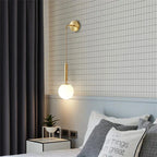 Frosted Glass Globe Wall Light on Slim Arm, Gold or Black