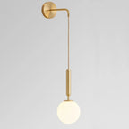 Frosted Glass Globe Wall Light on Slim Arm, Gold or Black