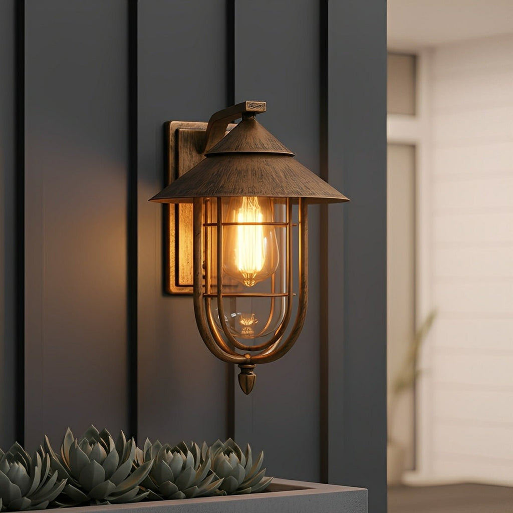 Retro Cage Outdoor Wall Lantern with Motion Sensor, IP54