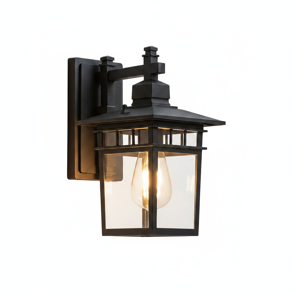 Retro Garden Lantern Wall Light with Clear Glass