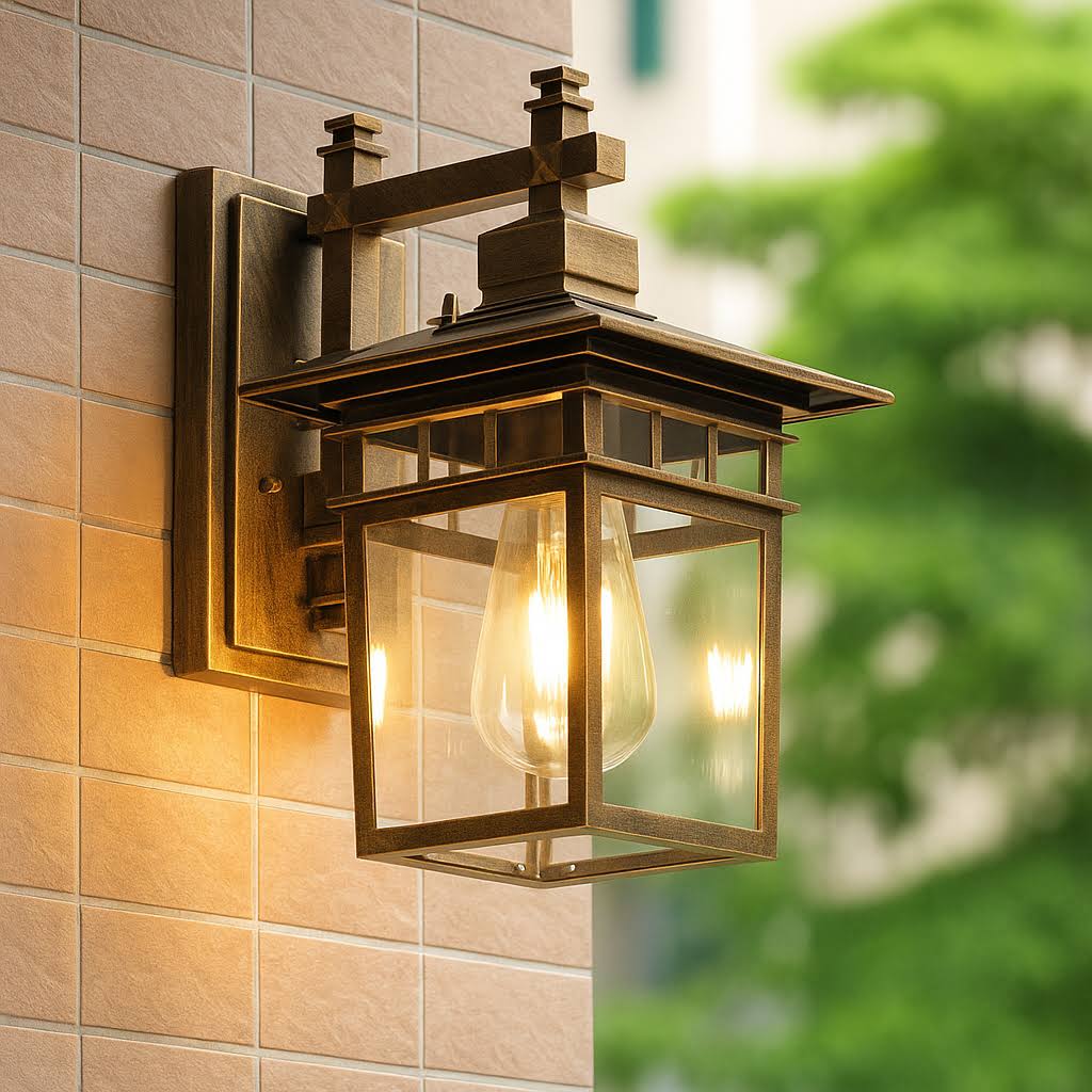Retro Garden Lantern Wall Light with Clear Glass