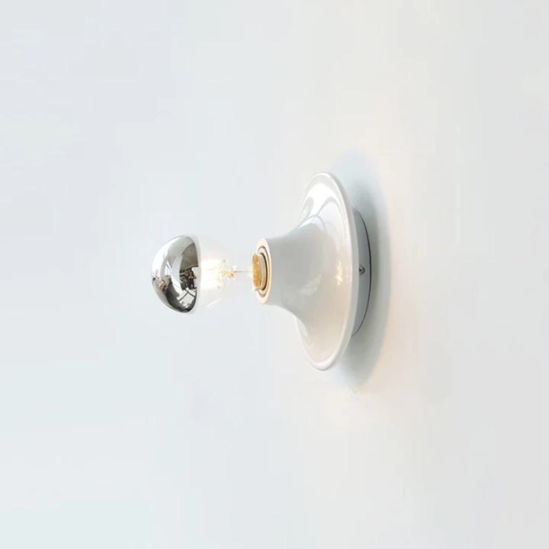 Bauhaus Retro Wall Light with Exposed Bulb and Disc