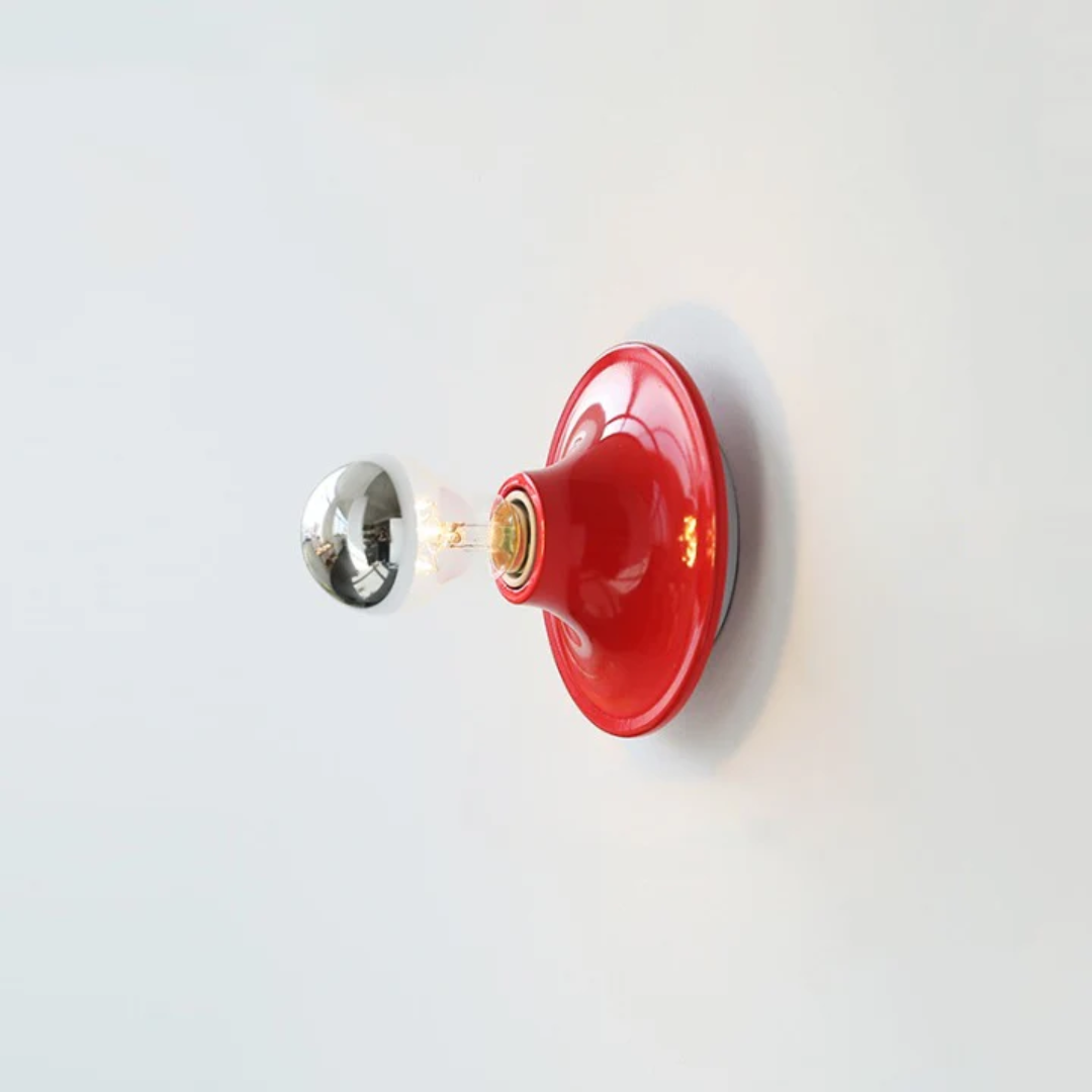 Bauhaus Retro Wall Light with Exposed Bulb and Disc
