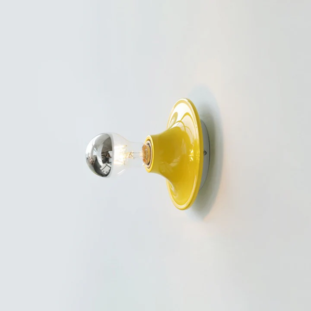 Bauhaus Retro Wall Light with Exposed Bulb and Disc