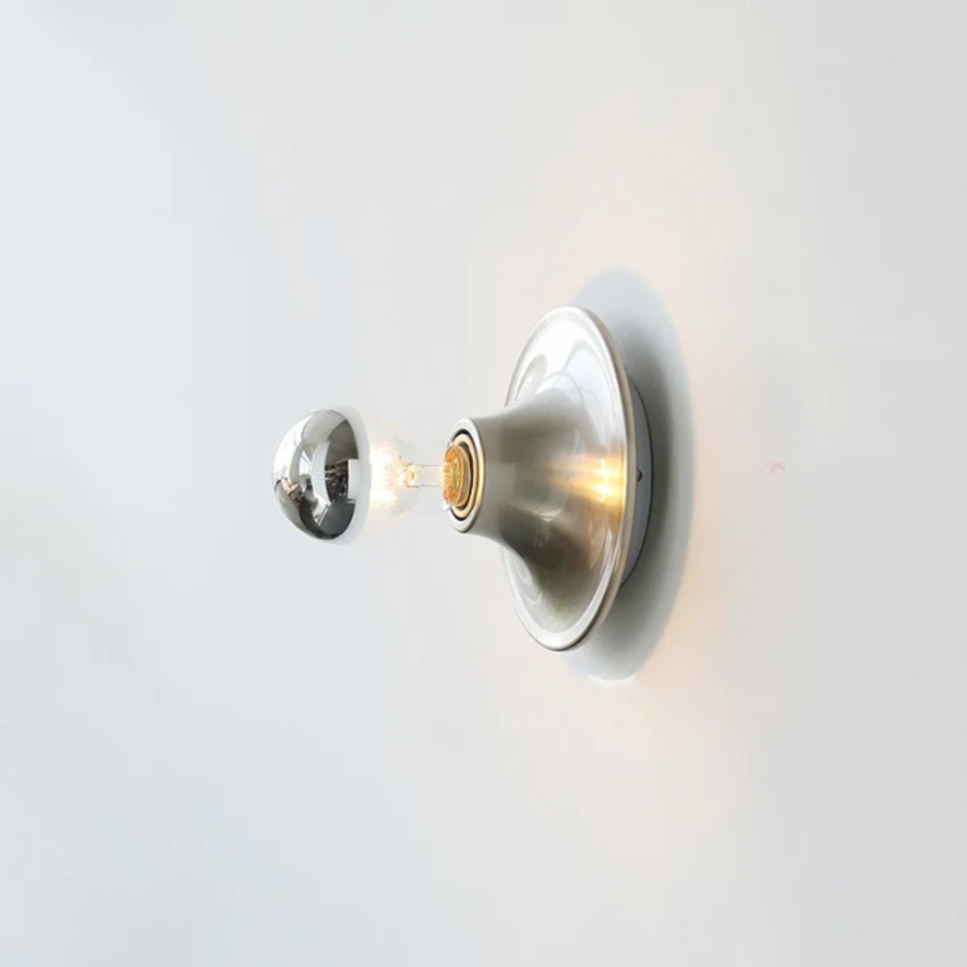 Bauhaus Retro Wall Light with Exposed Bulb and Disc