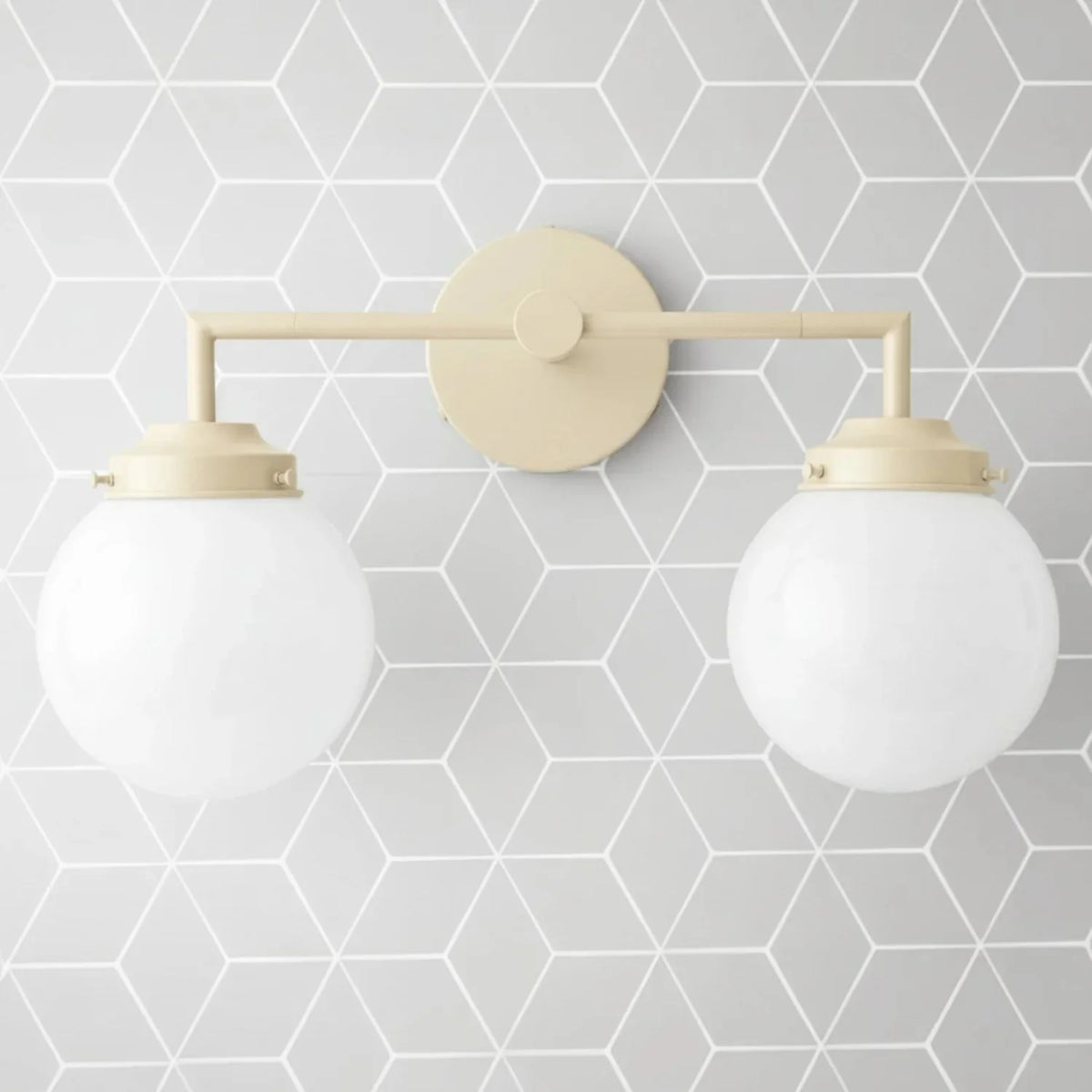 Retro Twin Opal Glass Globe Wall Light, Powder-Coated Finish
