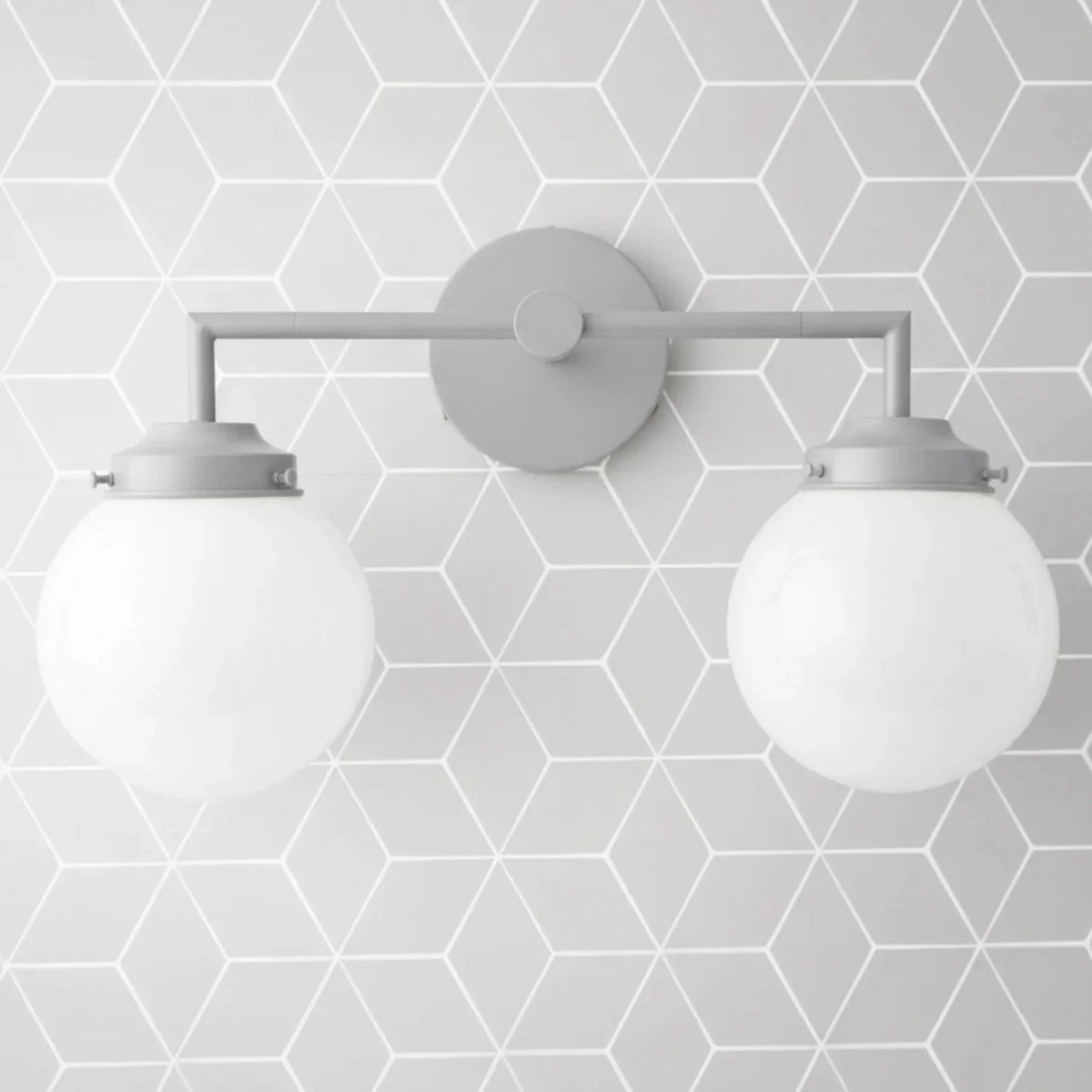 Retro Twin Opal Glass Globe Wall Light, Powder-Coated Finish