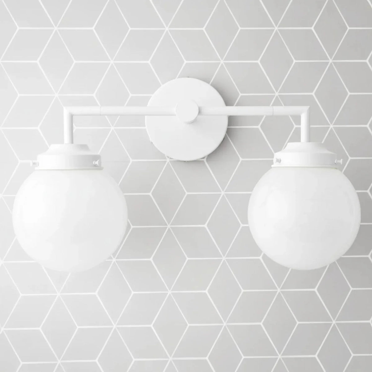 Retro Twin Opal Glass Globe Wall Light, Powder-Coated Finish