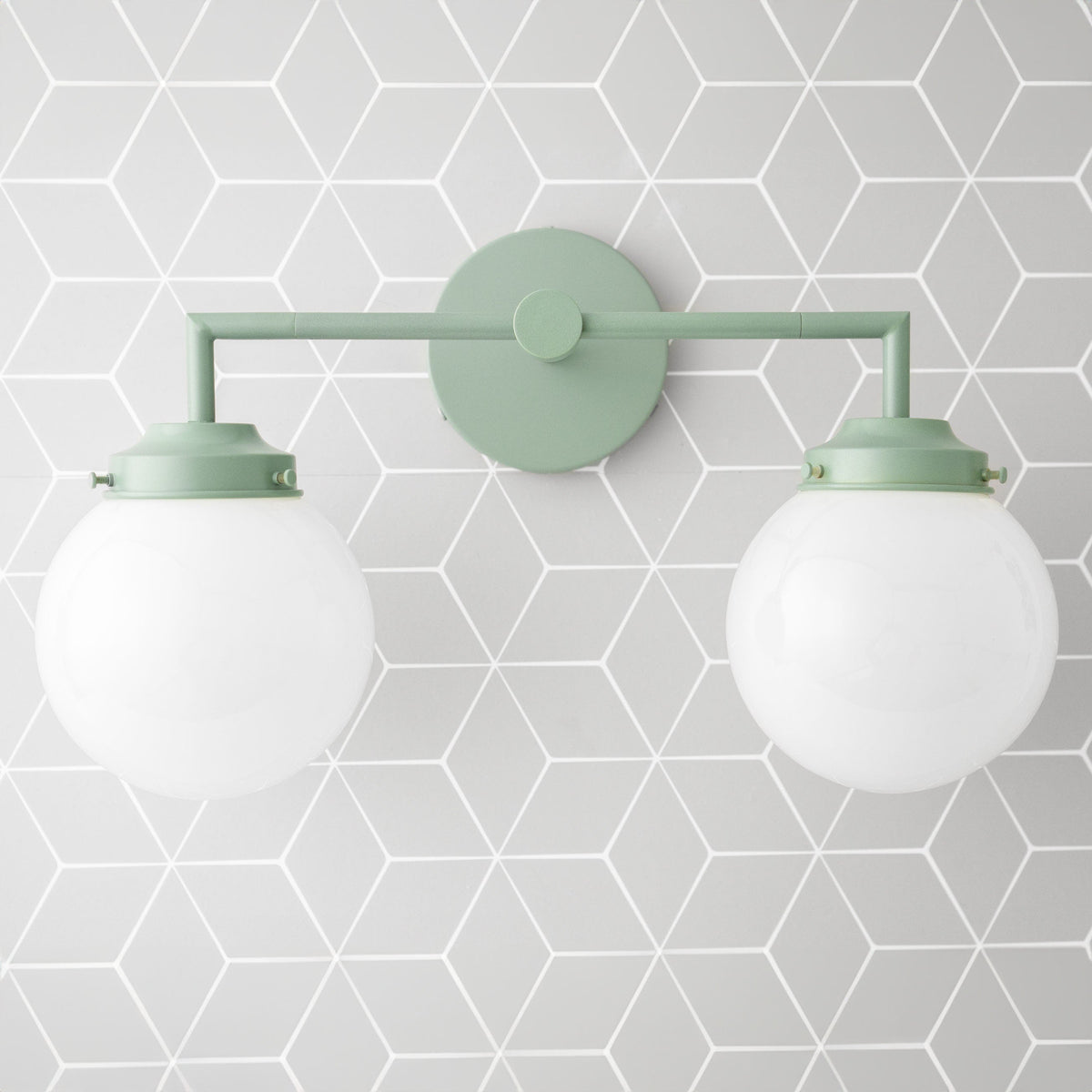 Retro Twin Opal Glass Globe Wall Light, Powder-Coated Finish