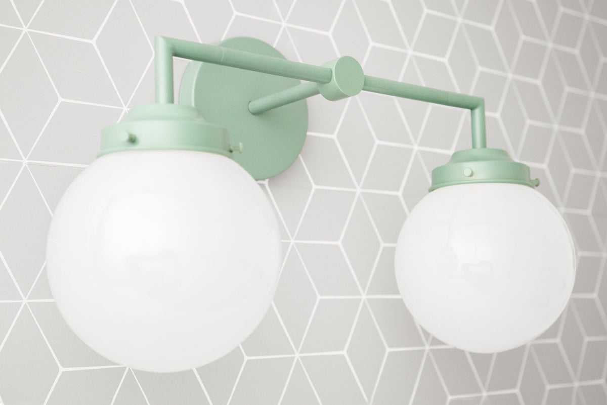Retro Twin Opal Glass Globe Wall Light, Powder-Coated Finish