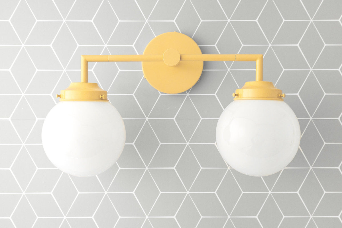 Retro Twin Opal Glass Globe Wall Light, Powder-Coated Finish