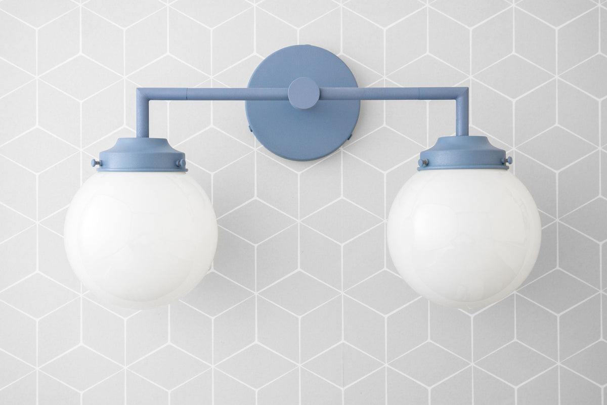 Retro Twin Opal Glass Globe Wall Light, Powder-Coated Finish