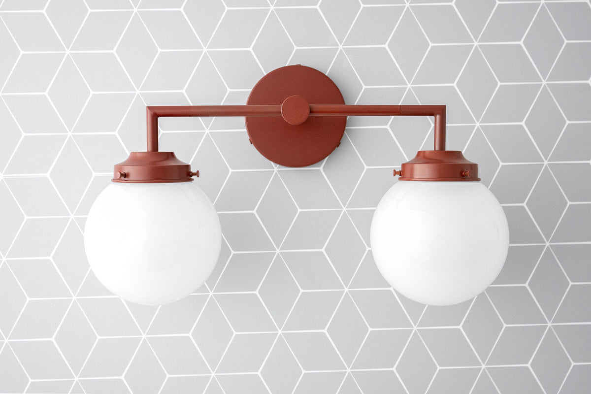 Retro Twin Opal Glass Globe Wall Light, Powder-Coated Finish