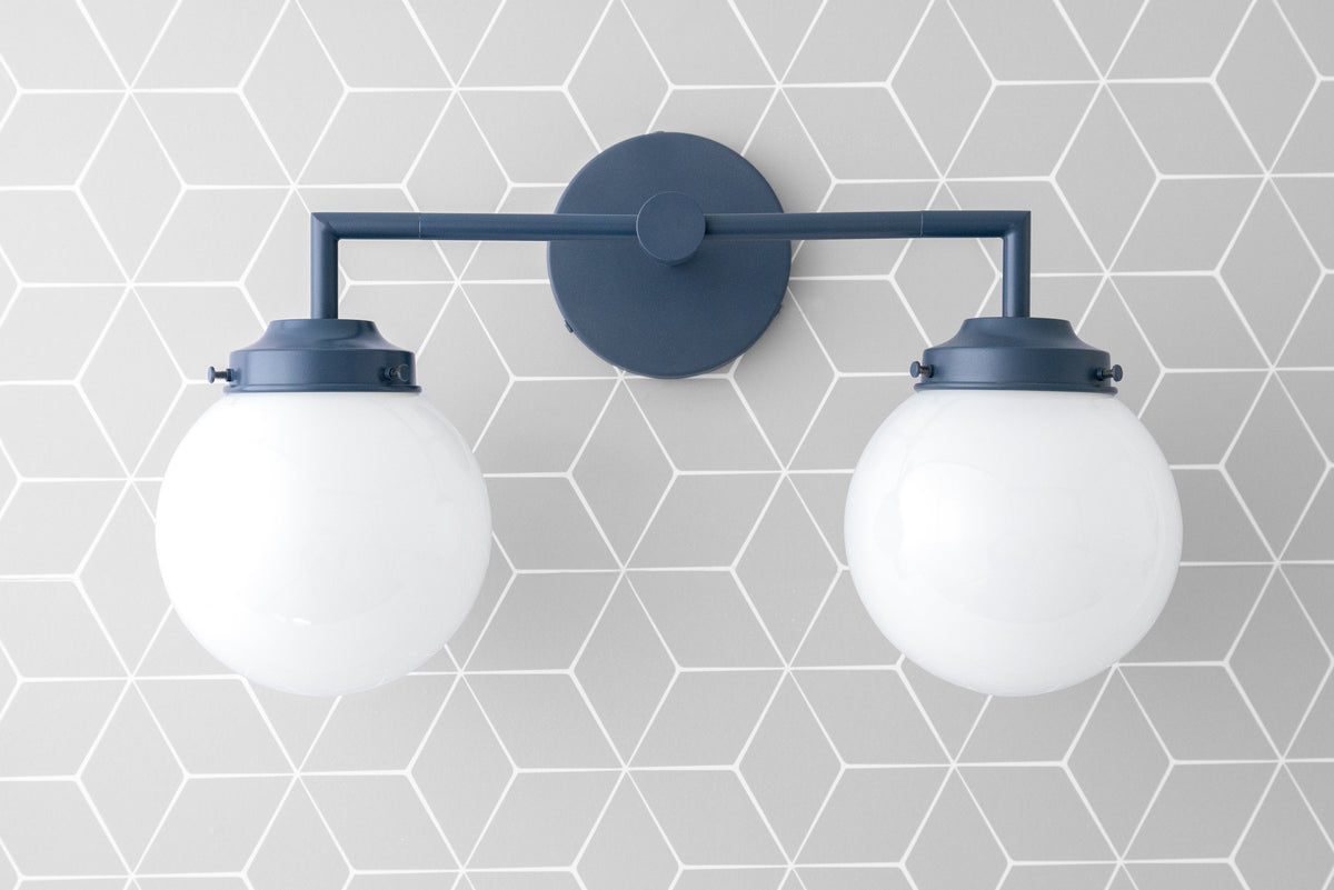 Retro Twin Opal Glass Globe Wall Light, Powder-Coated Finish