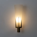 Retro Brass Wall Light with Opal Glass Cone Shade