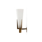 Retro Brass Wall Light with Opal Glass Cone Shade