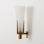 Retro Brass Wall Light with Opal Glass Cone Shade