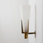 Retro Brass Wall Light with Opal Glass Cone Shade